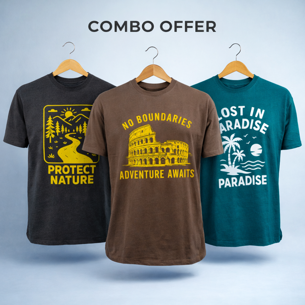 Combo Screen Print Cotton Men’s Knit T-shirt (Combo 16)