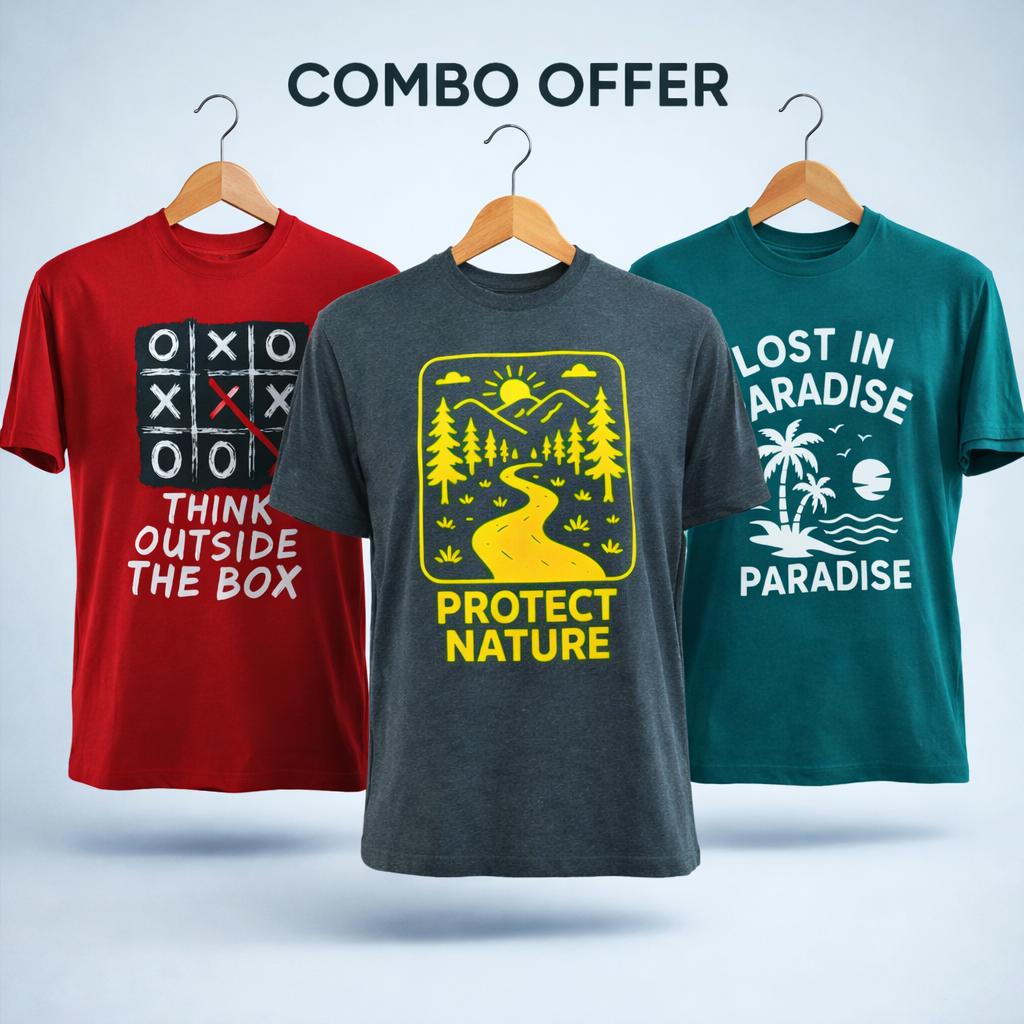 Combo Screen Print Cotton Men’s Knit T-shirt (Combo 17)