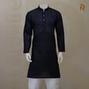 Midnight Black Digital Print Premium Cotton Panjabi for Men