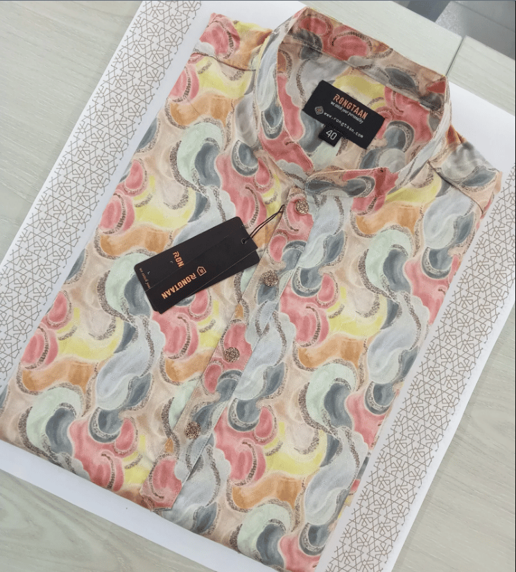 Multicolored Digital Print Design Cotton Slim Fit Panjabi for Men 