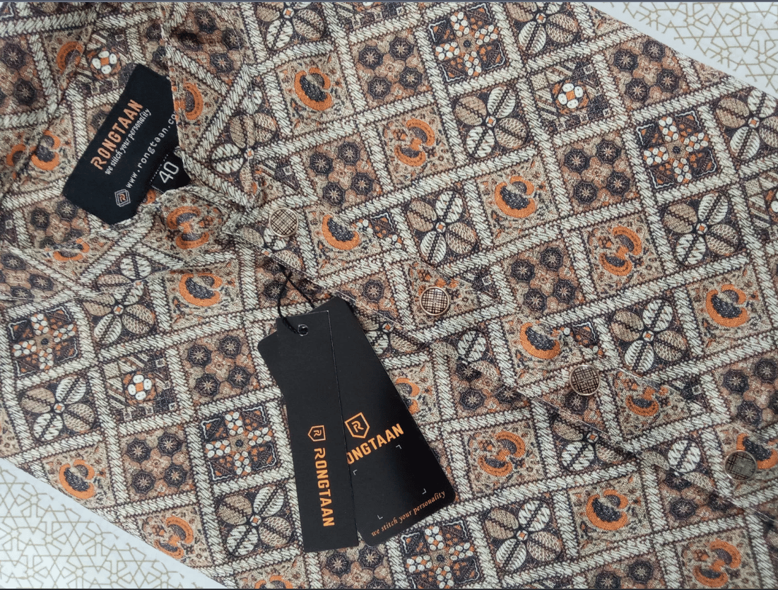 Multicolored Pattern Design Cotton-Poly Slim Fit Panjabi for Men