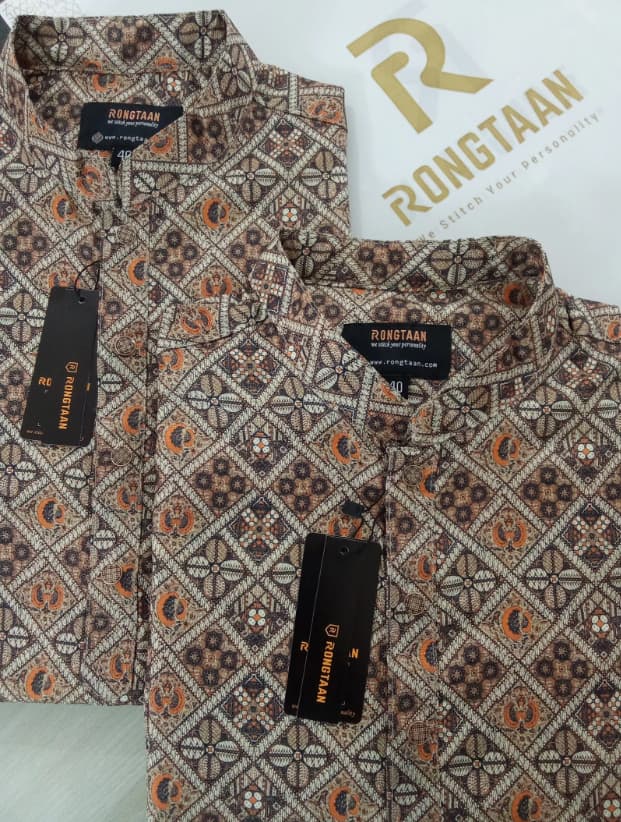 Multicolored Pattern Design Cotton-Poly Slim Fit Panjabi for Men