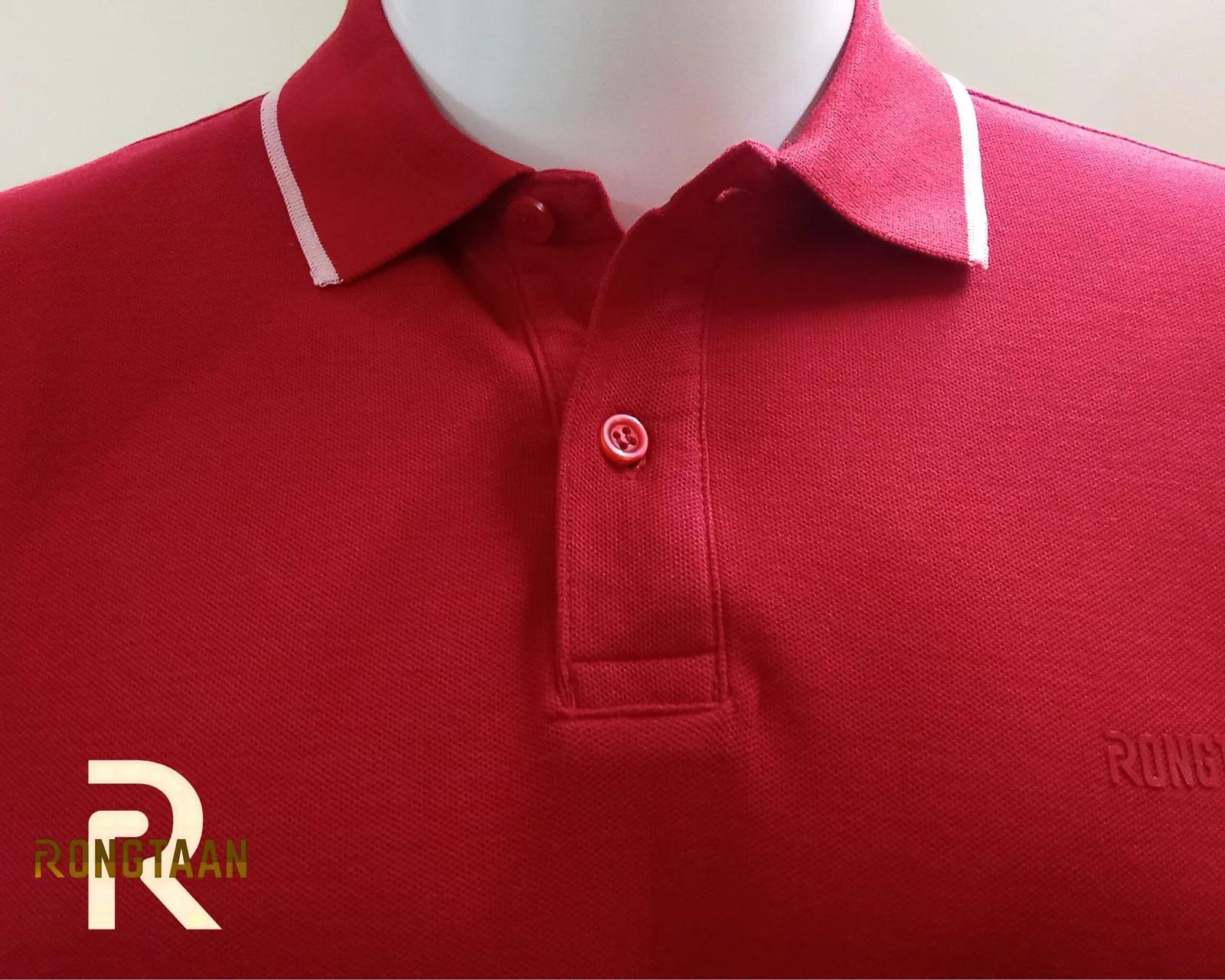 Crimson Red Double pique Screen print 100% Cotton Men’s Knit Polo-shirt
