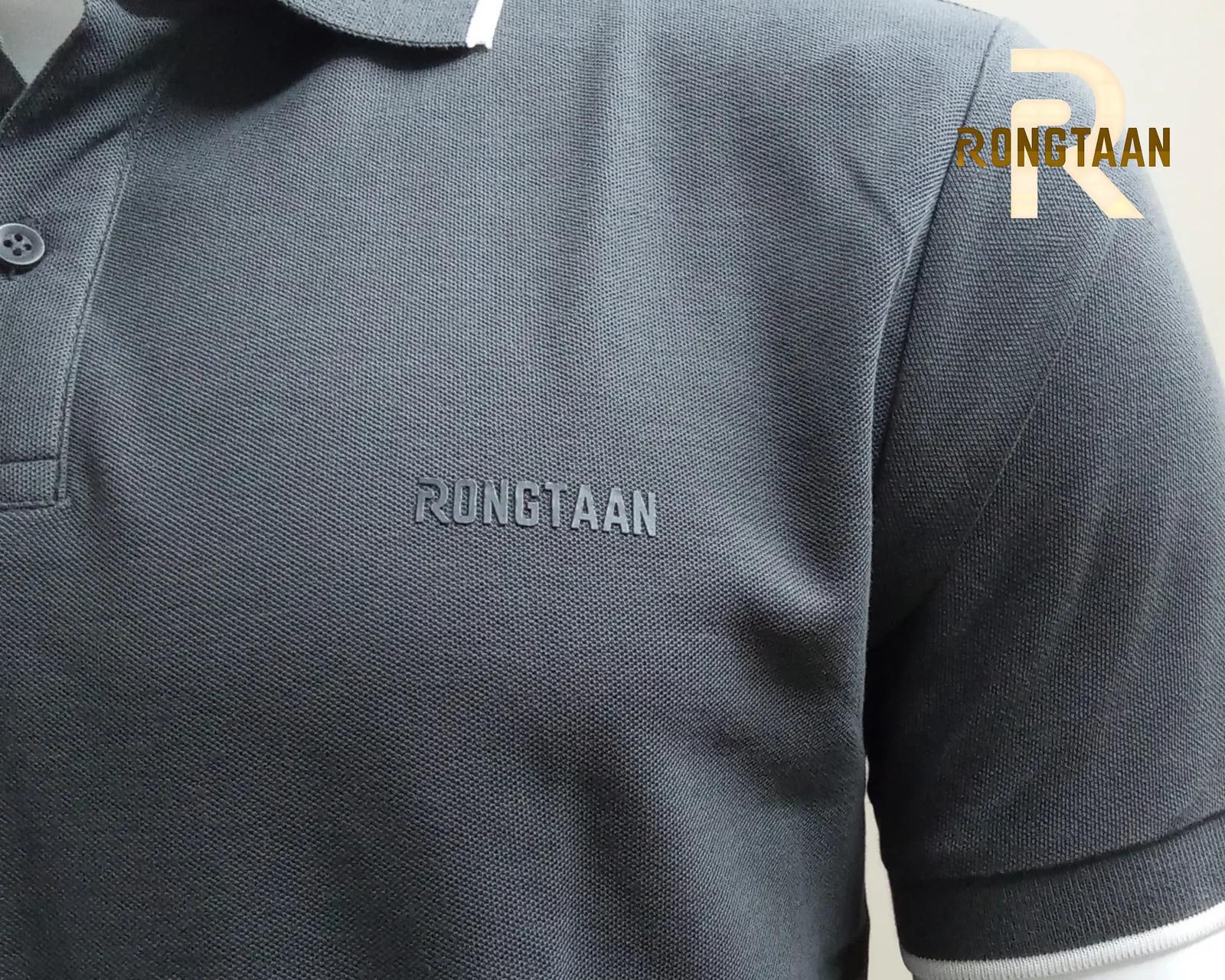 Charcoal Grey Double pique Screen print 100% Cotton Knit Polo-shirt for men