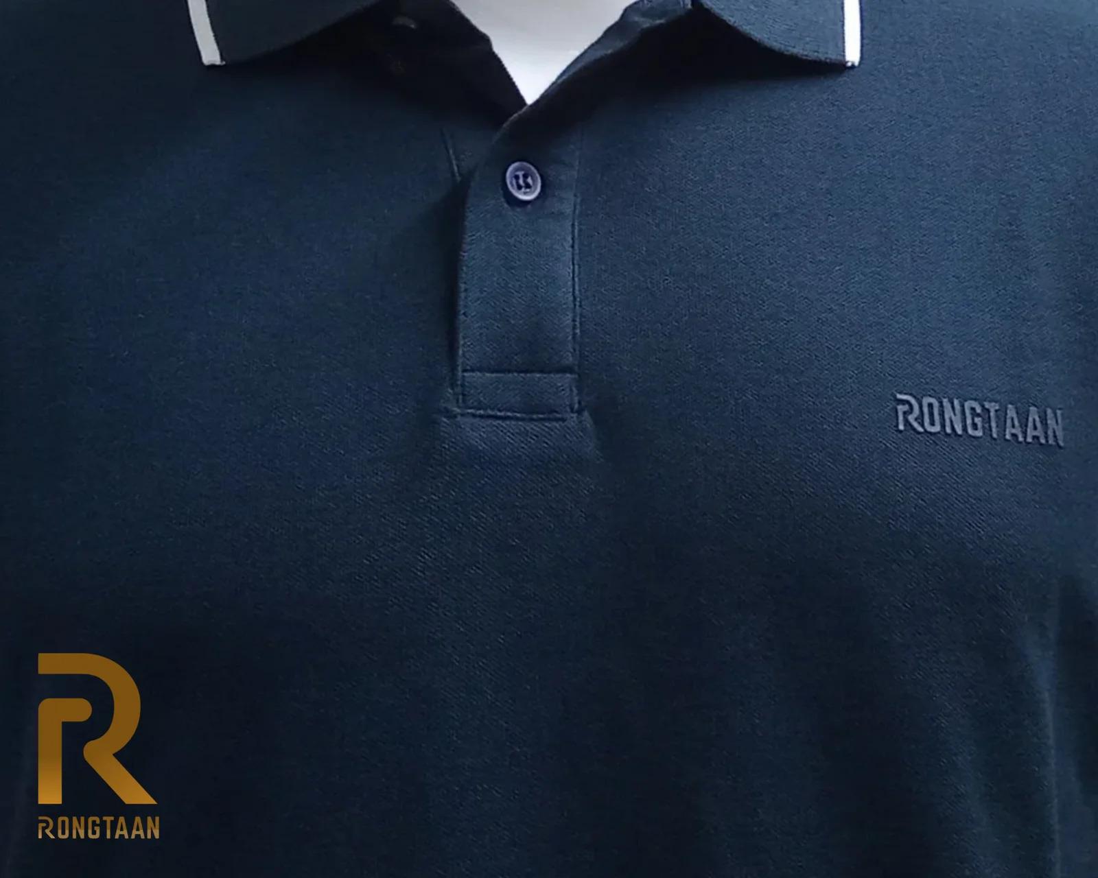 Mid night blue Double pique Screen print 100% Cotton Men’s Knit Polo-shirt