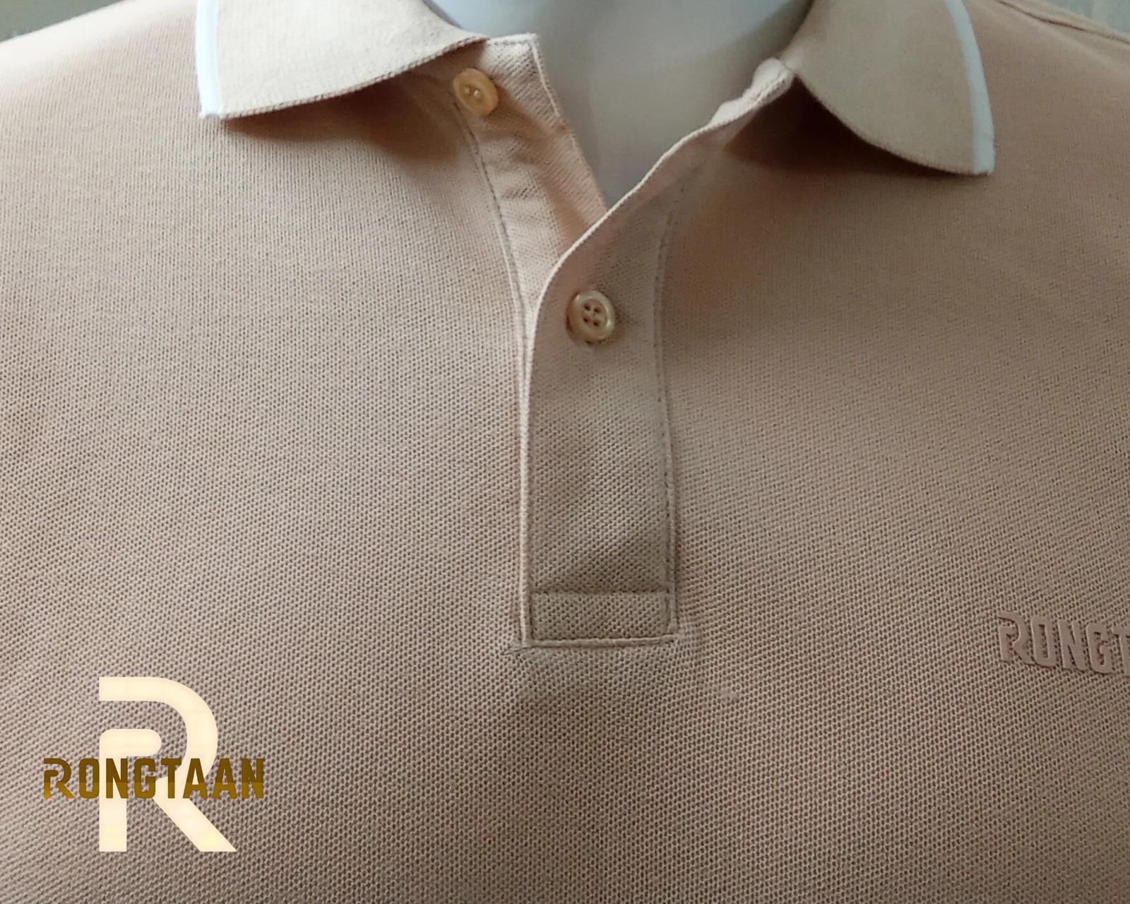 Sandstone Double pique Screen print 100% Cotton Men’s Knit Polo-shirt