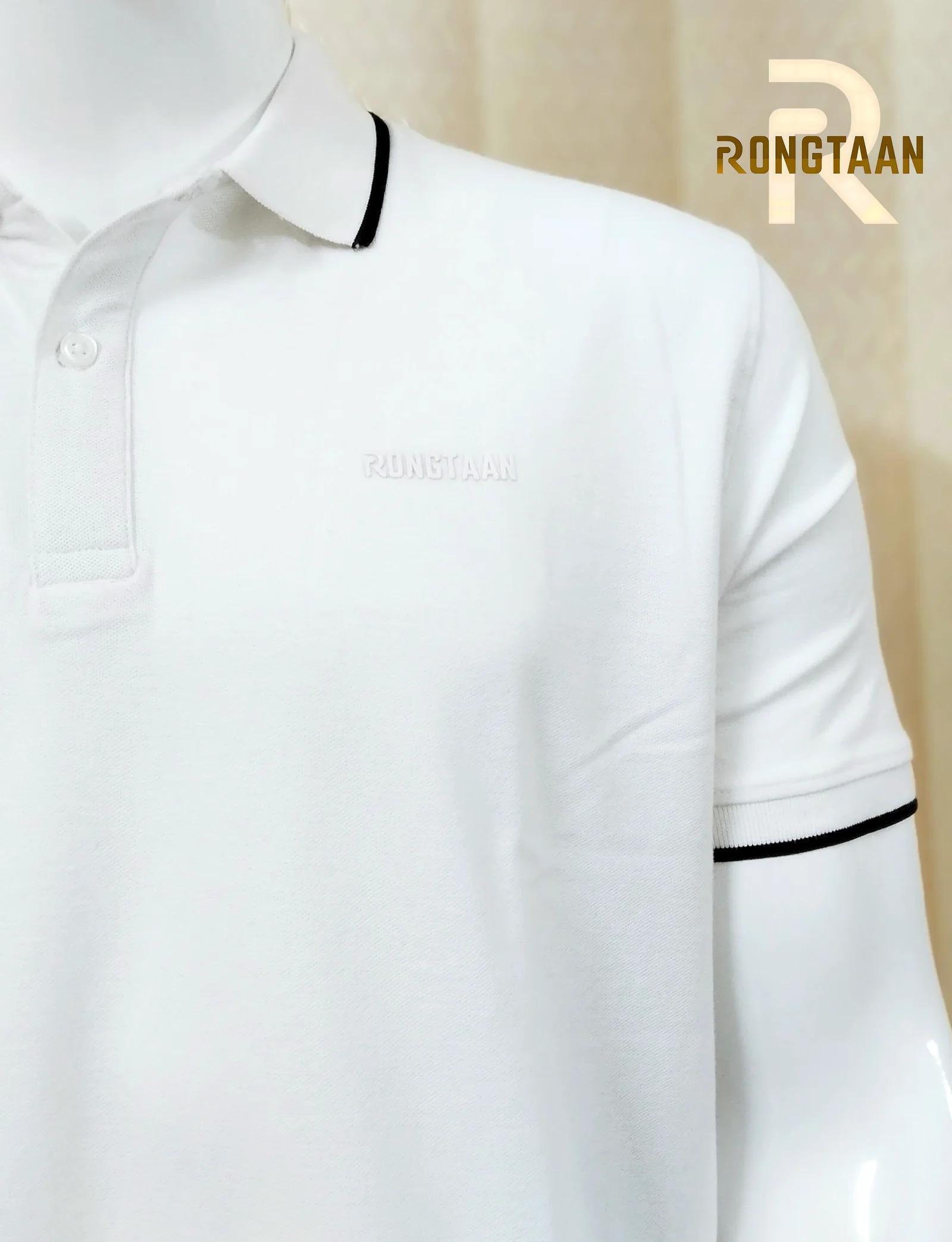 White Double pique Screen print 100% Cotton Men’s Knit Polo-shirt