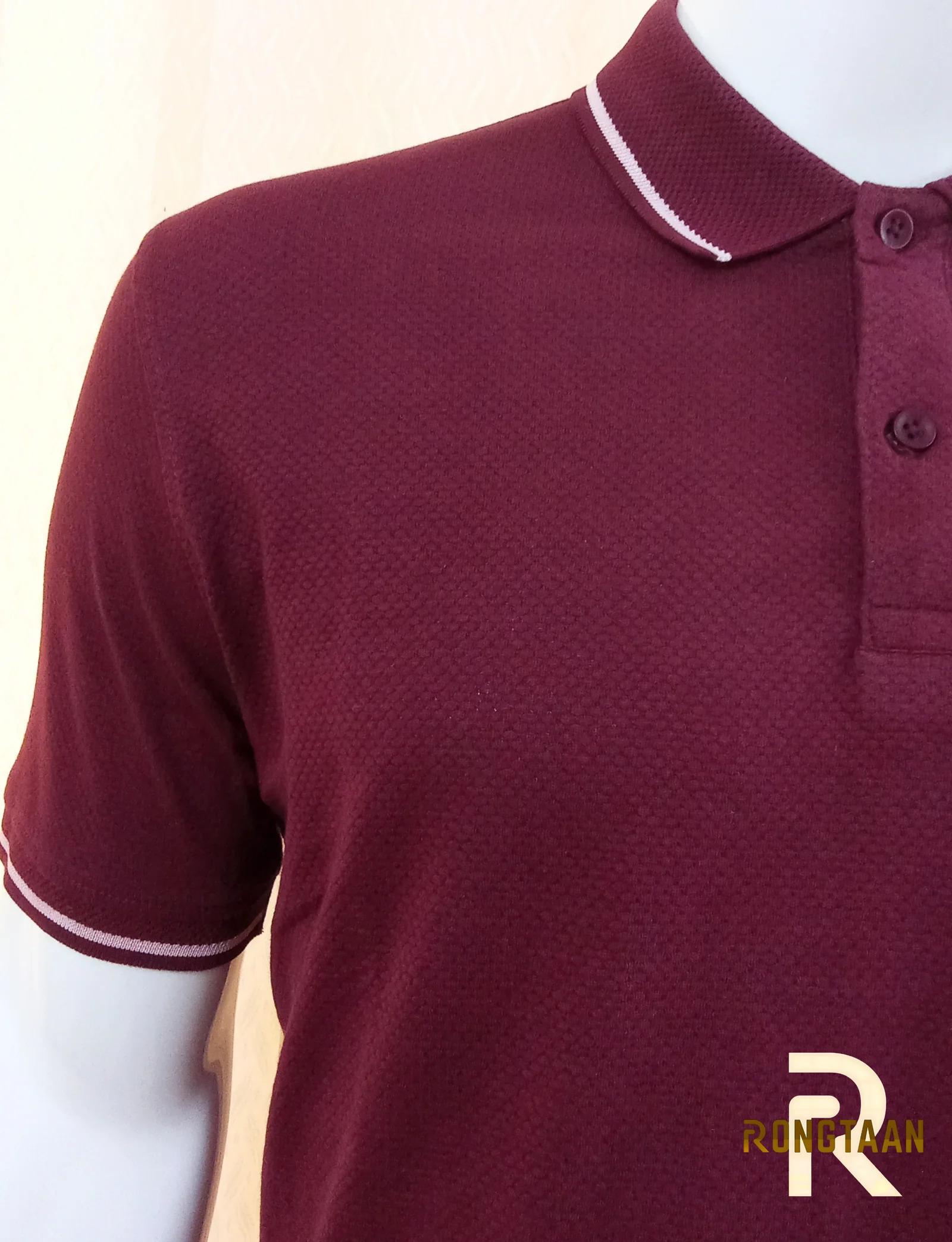 Maroon Bubble Tex Jersey 100% Cotton Men’s Knit Polo-shirt