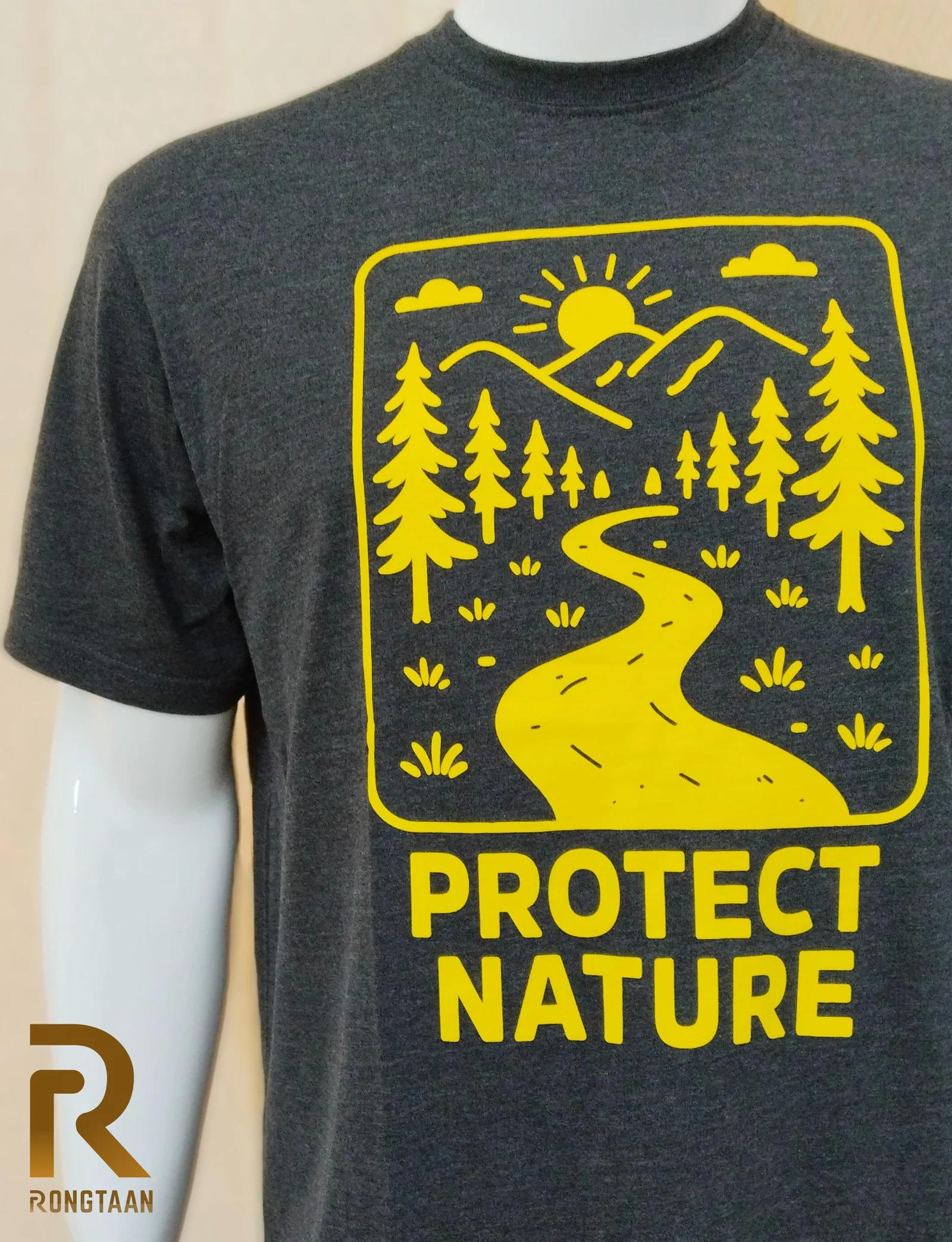 Charcoal Melange-Protect the nature-Screen print CVC 60%-40% Men’s Knit T-shirt