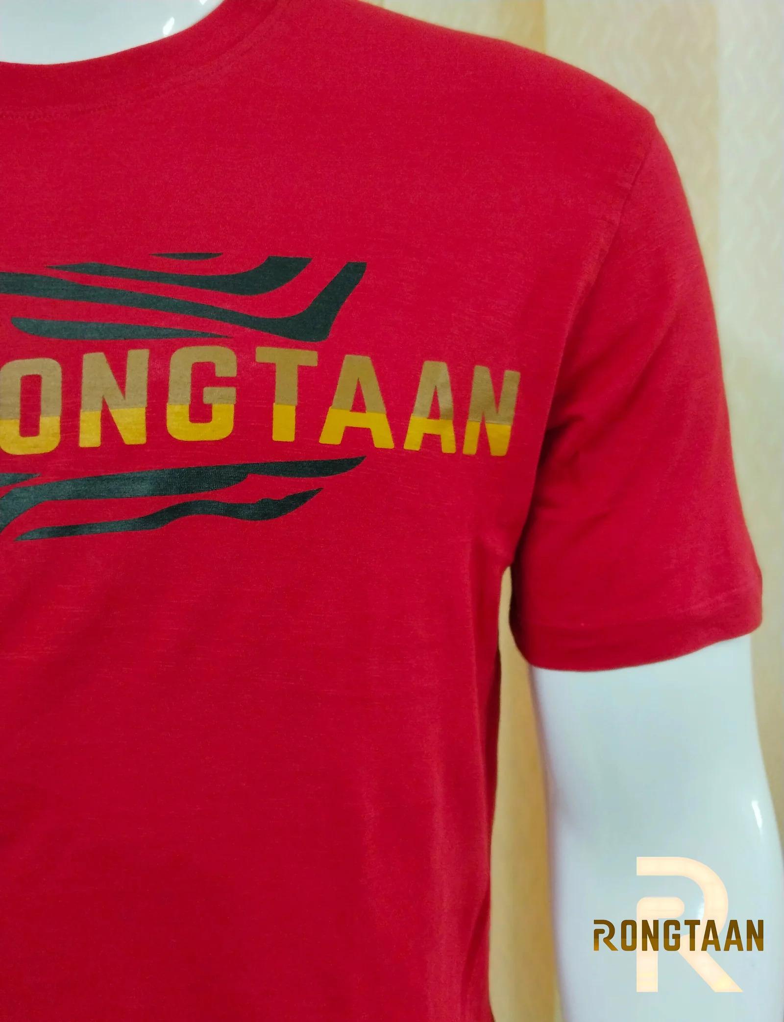 Classic Red Slub Jersey & Solid stripe Screen print 100% Cotton Men’s Knit t-shirt