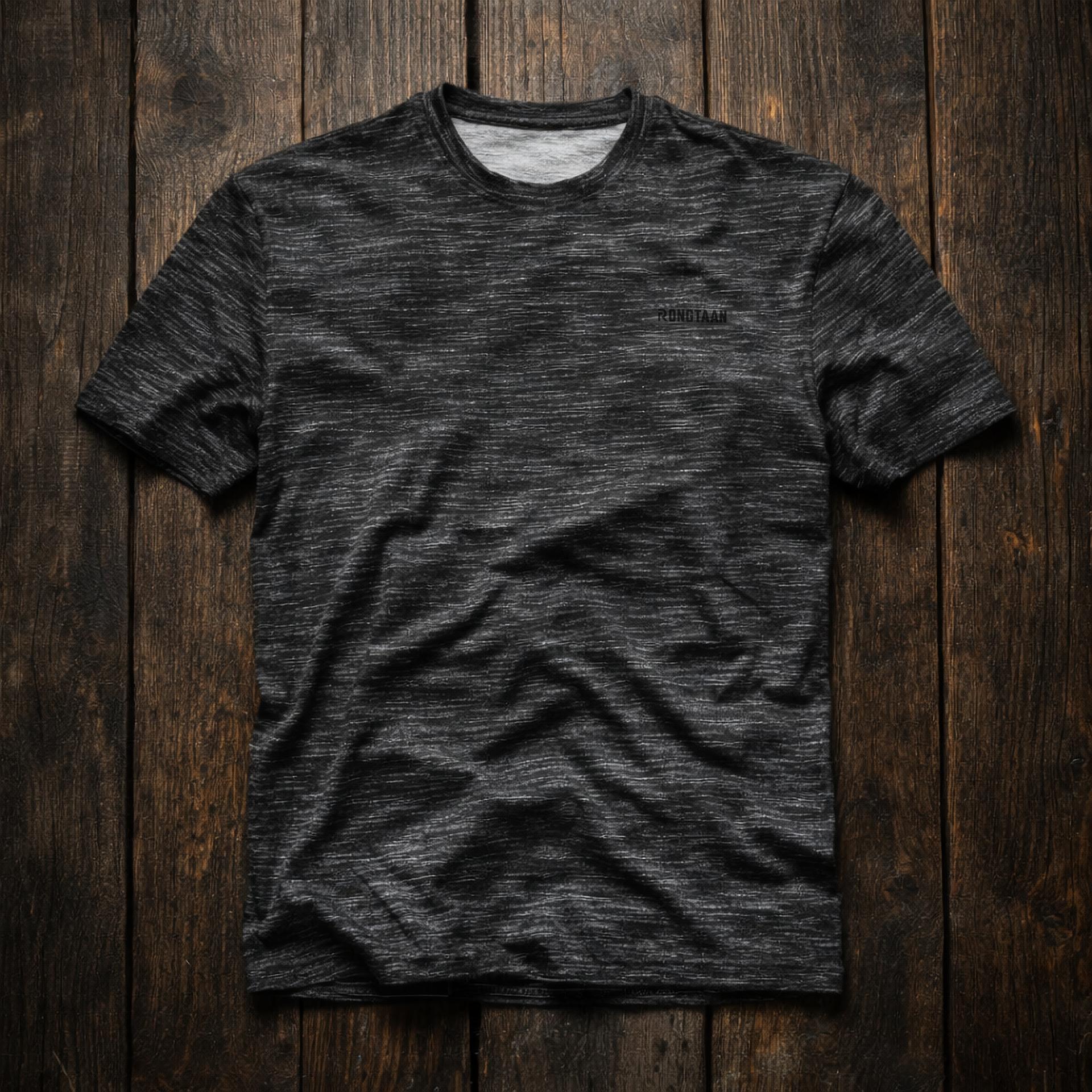 Ashy Black Inject Slub Jersey Screen print 90% Cotton-10% Polyester Inject Men’s Knit T-shirt