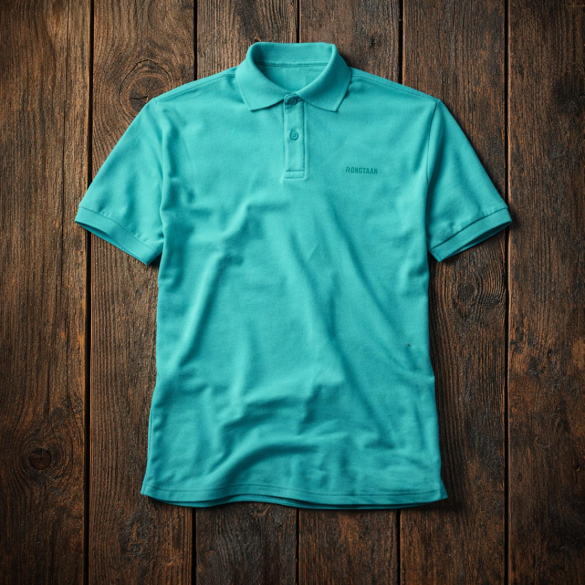 Turquoise with Tiffany Blue accents Double Lacoste Screen print (55% Cotton 45% Polyester) Men’s Knit Polo Shirt