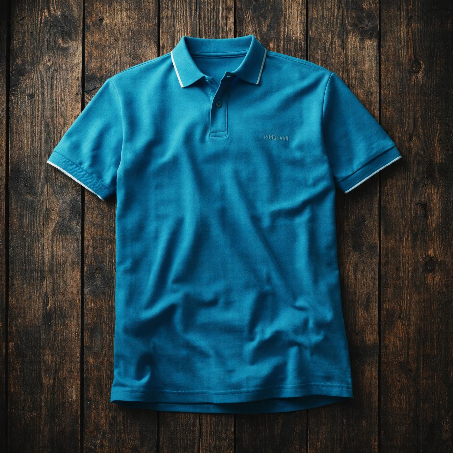 Sky blue Double pique Screen print 100% Cotton Men’s Knit Polo-shirt