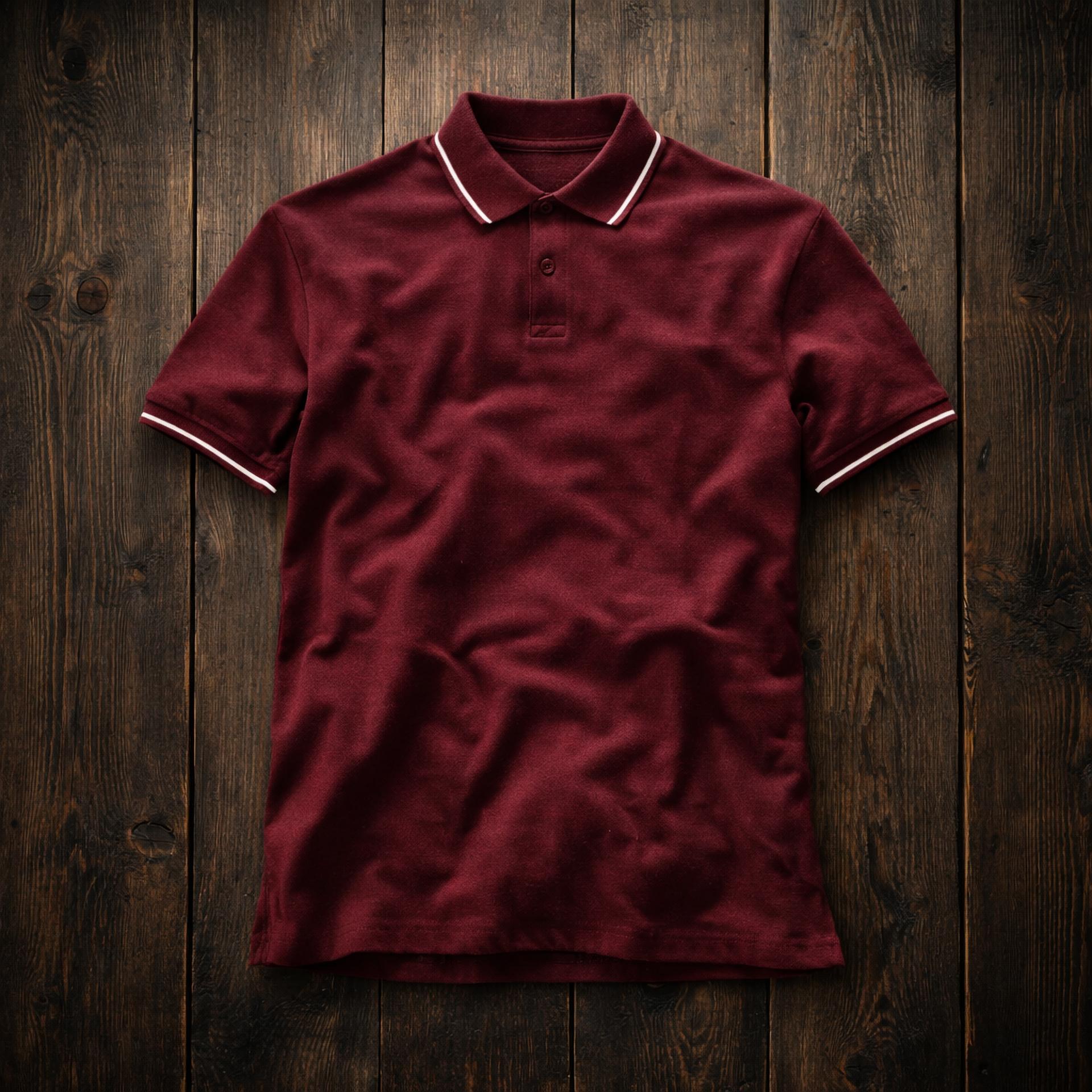 Maroon Bubble Tex Jersey 100% Cotton Men’s Knit Polo-shirt