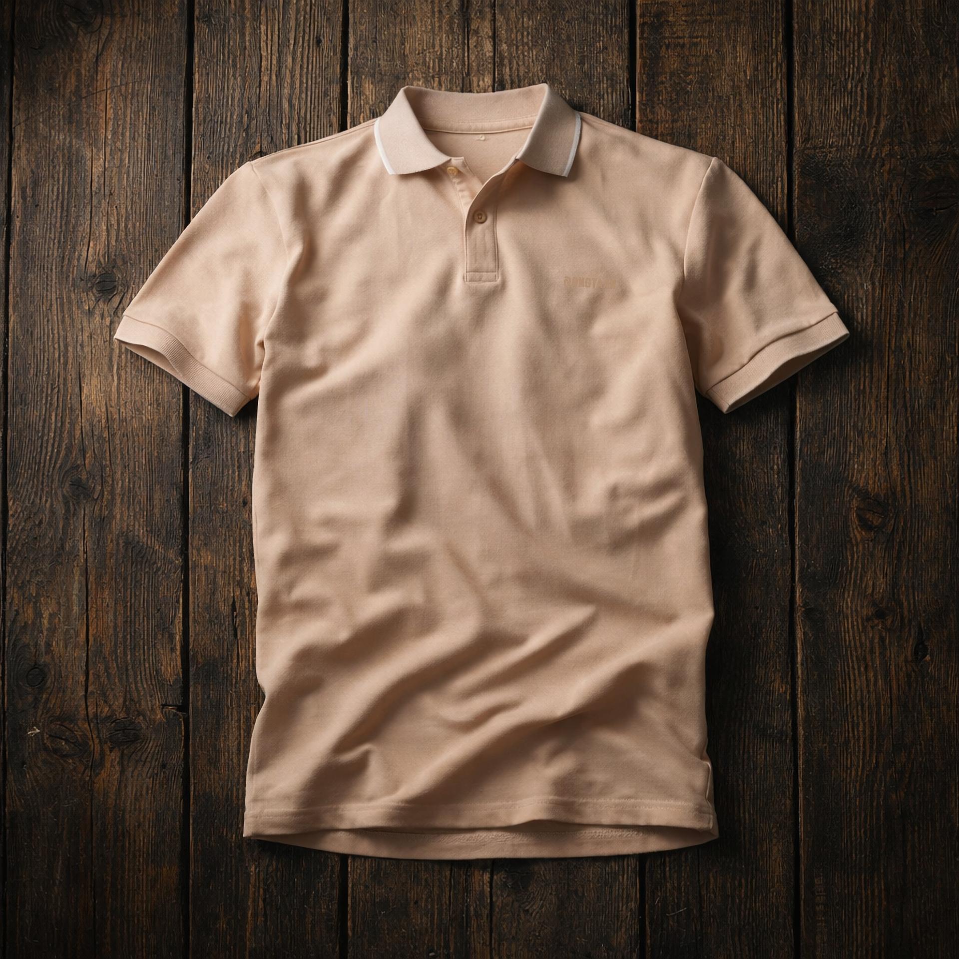 Sandstone Double pique Screen print 100% Cotton Men’s Knit Polo-shirt