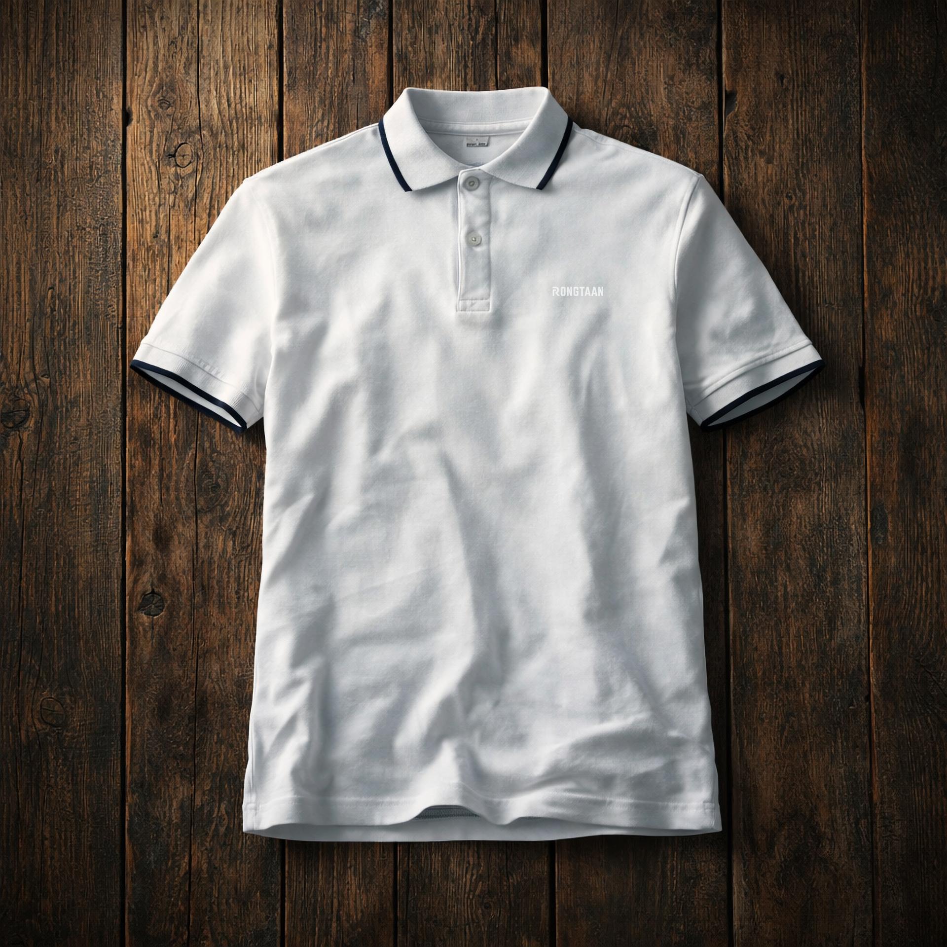White Double pique Screen print 100% Cotton Men’s Knit Polo-shirt