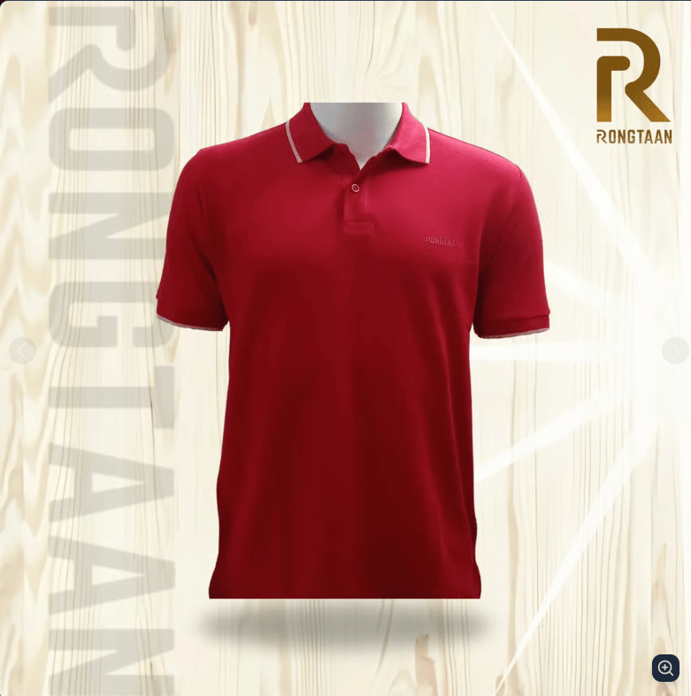 Crimson Red Double pique Screen print 100% Cotton Men’s Knit Polo-shirt
