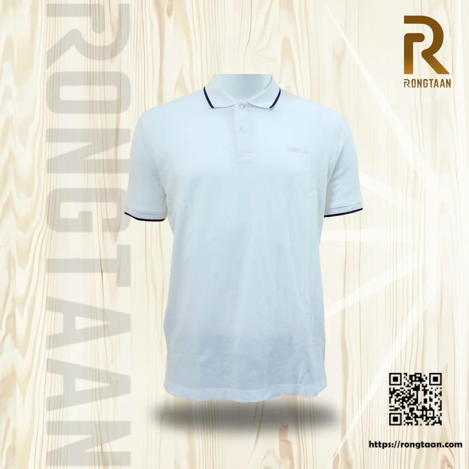 White Double pique Screen print 100% Cotton Men’s Knit Polo-shirt
