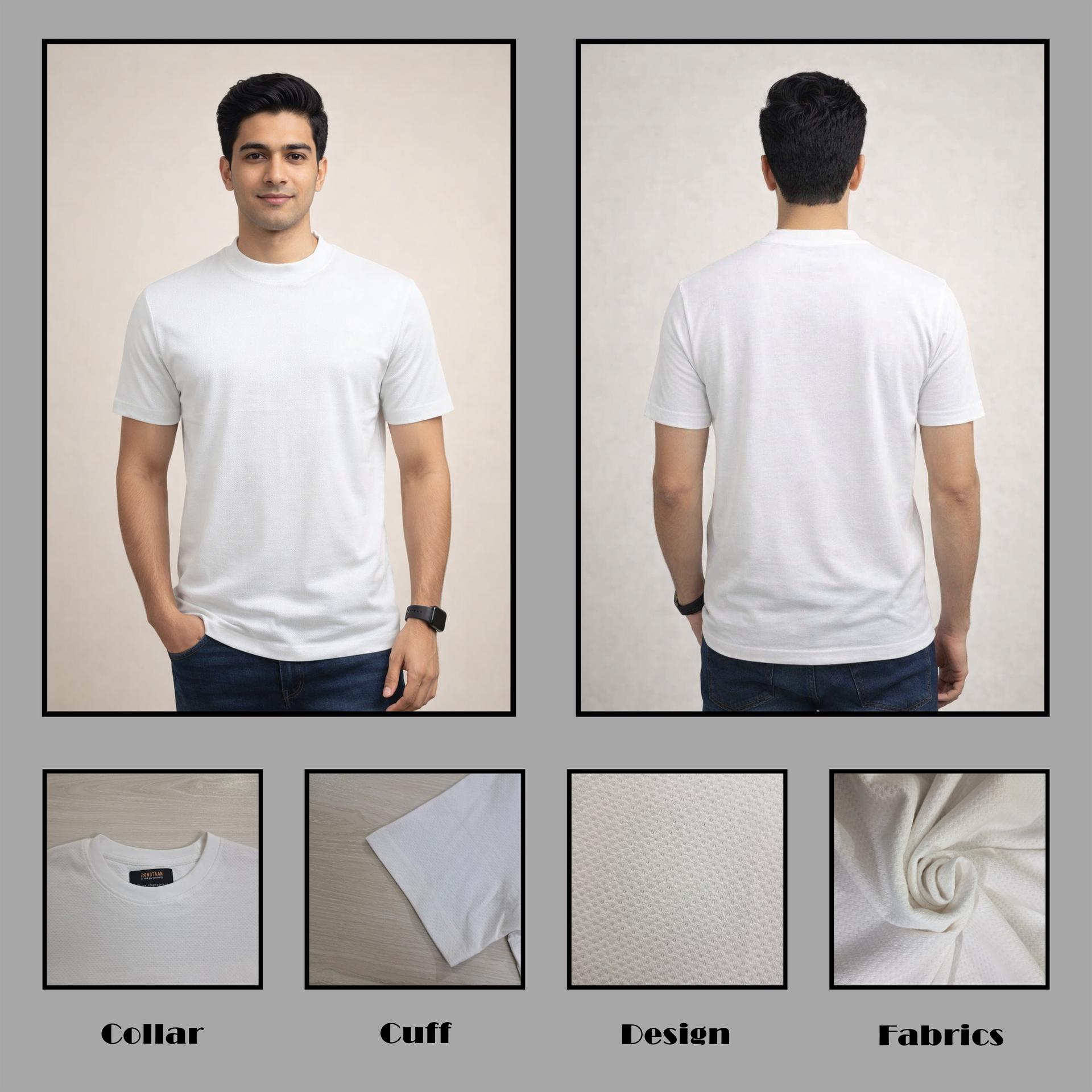 White Bubble Tex Jersey 100% Cotton Men’s Knit T-Shirt