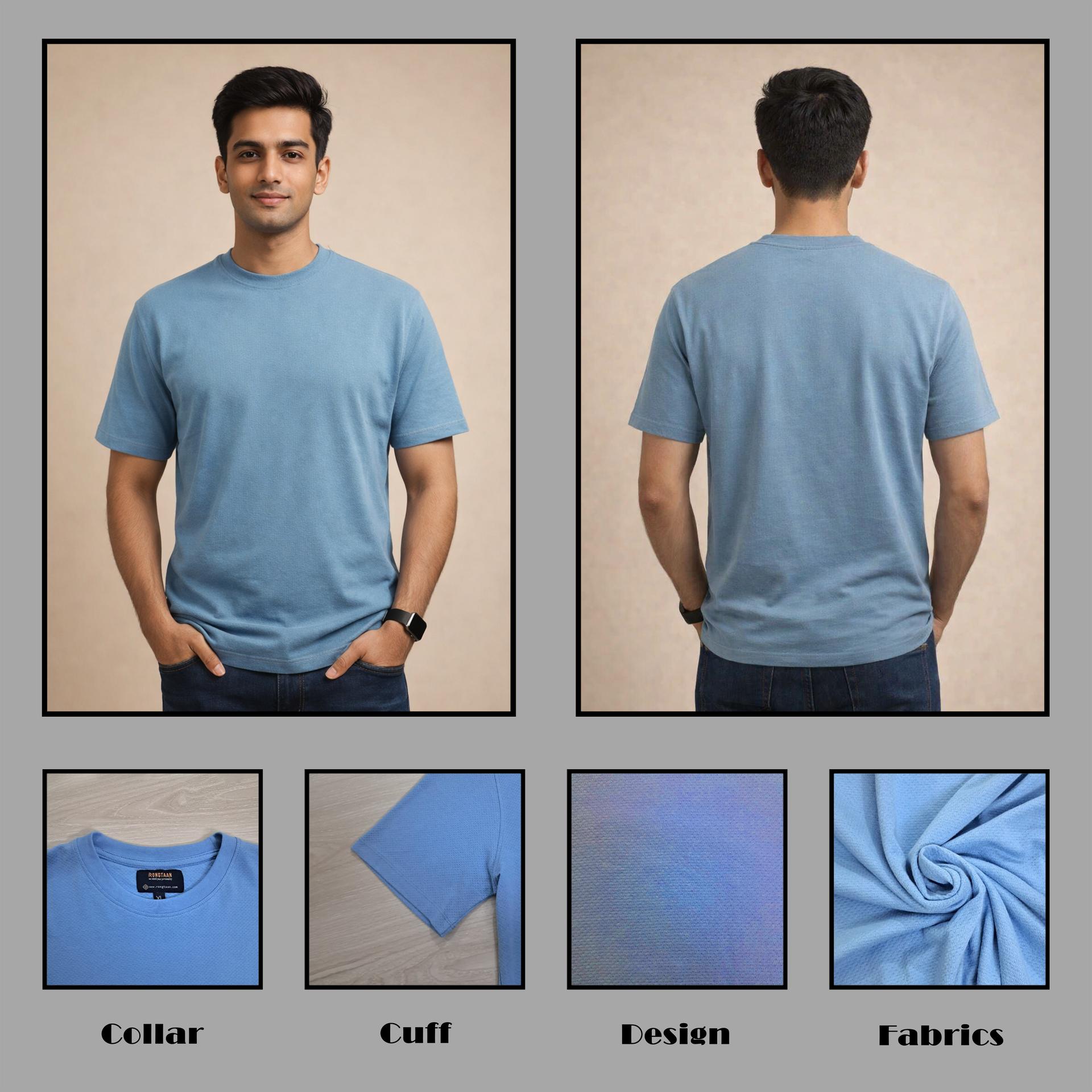 Sky Blue Bubble Tex Jersey 100% Cotton Men’s Knit T-Shirt