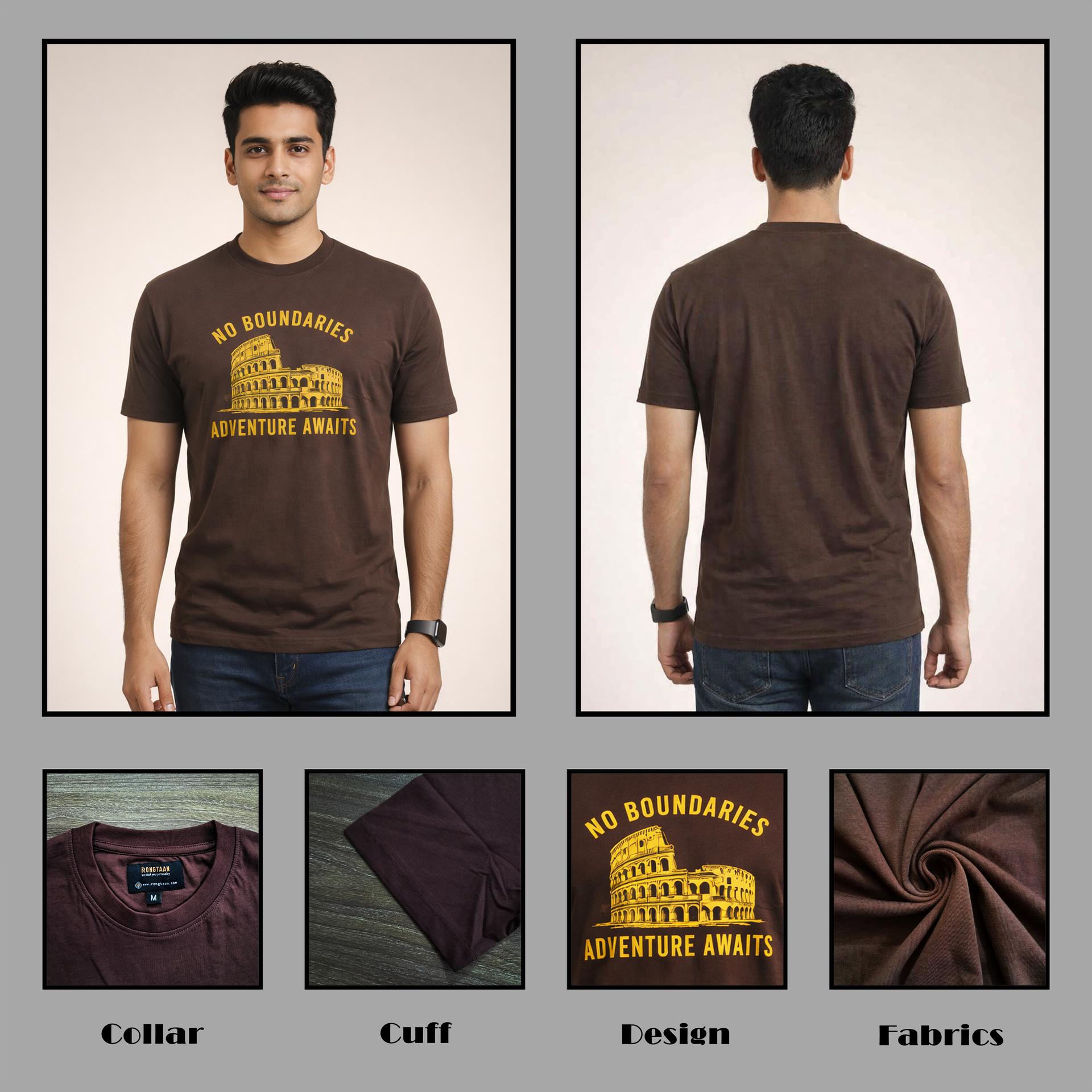 Coffee-“No Boundaries”- Screen Print 100% Cotton Men’s Knit T-shirt