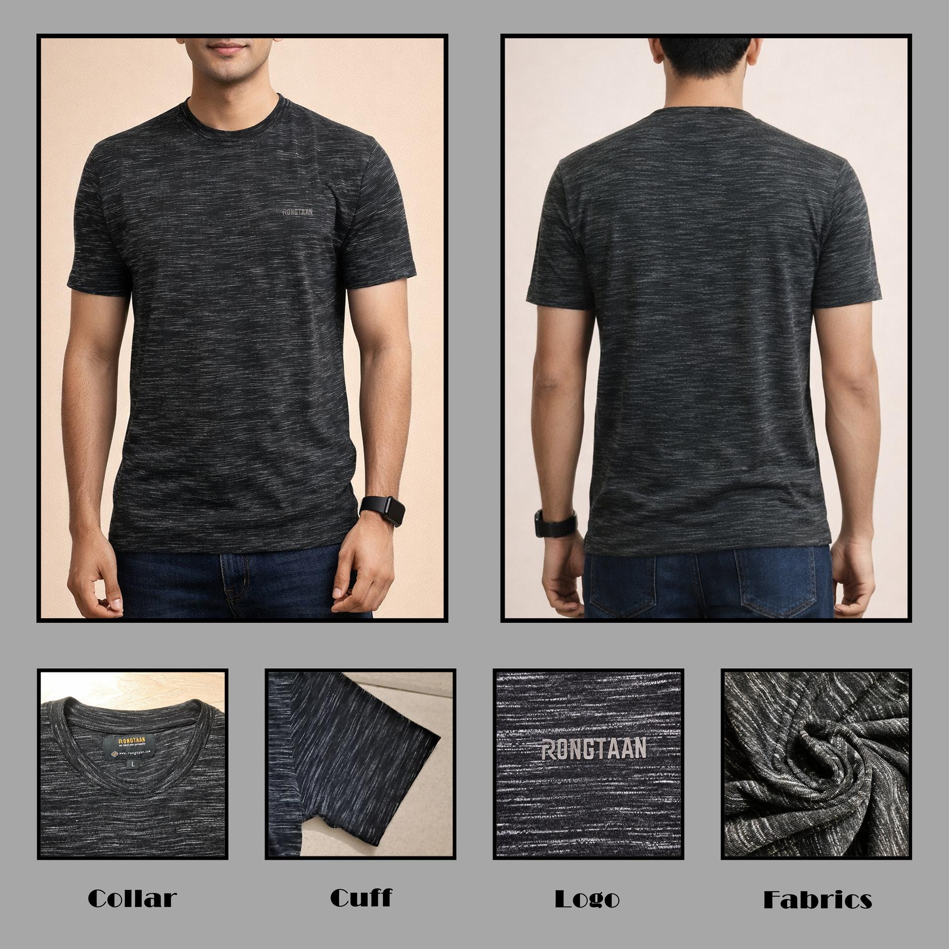 Ashy Black Inject Slub Jersey Screen print 90% Cotton-10% Polyester Inject Men’s Knit T-shirt