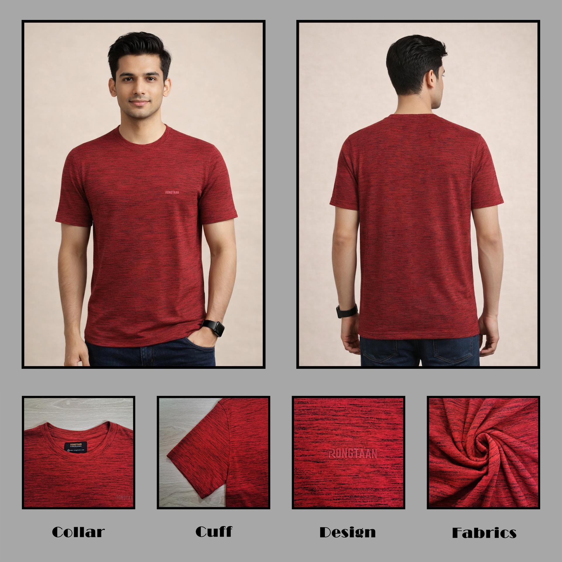 Red Inject Slub Jersey Screen print 90% Cotton-10% Polyester Inject Men’s Knit T-shirt