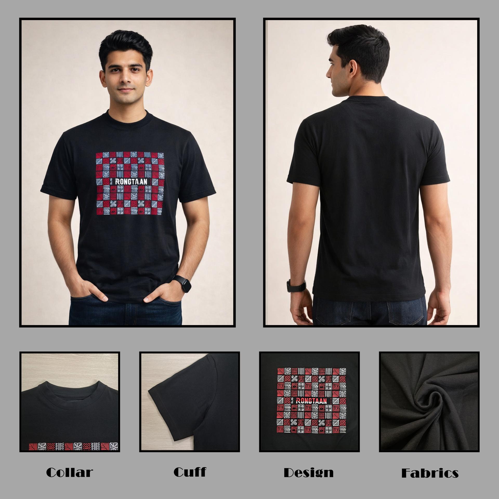 Jet Black Screen Print 100% Cotton Men’s Knit T-shirt