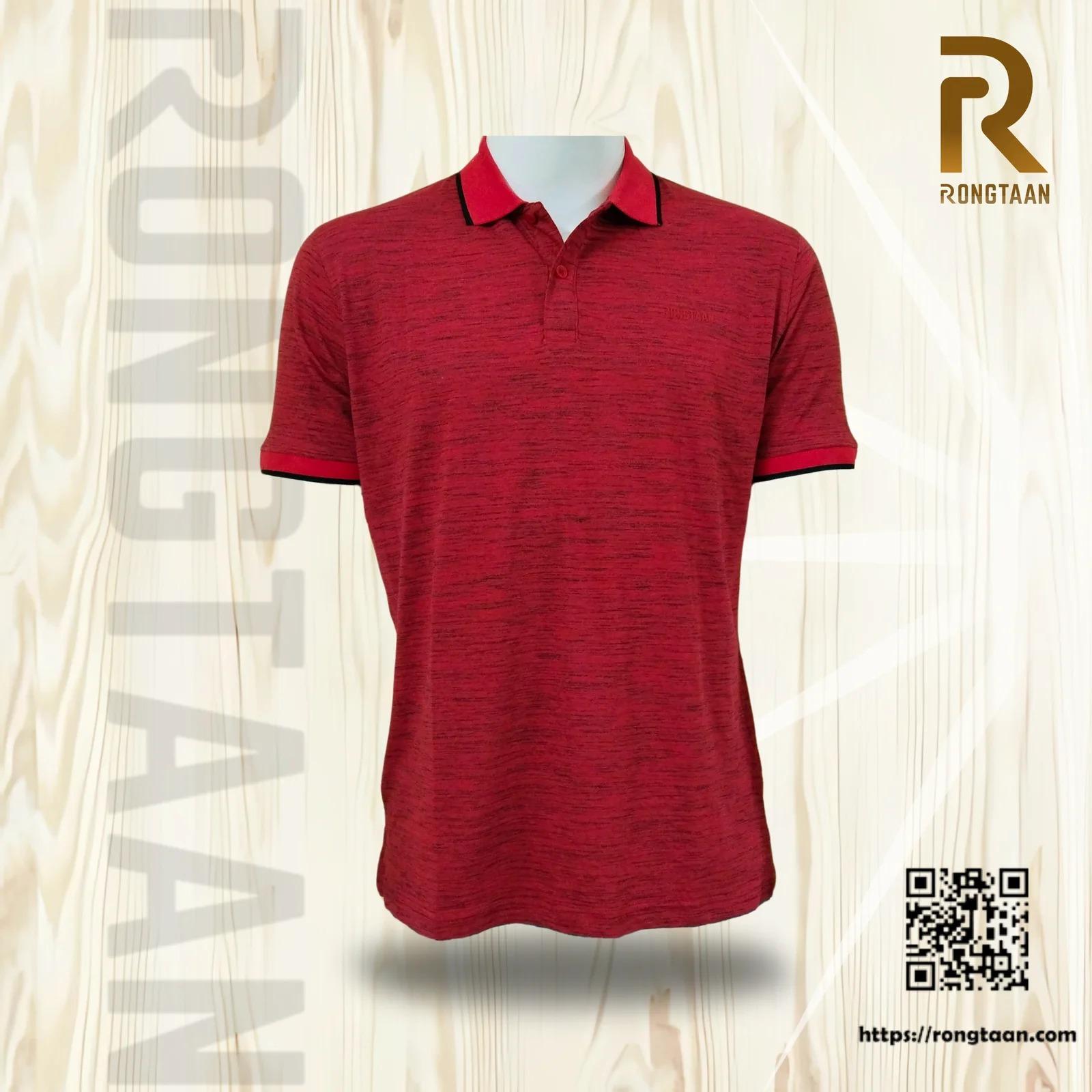 Red Inject Slub Jersey Screen print 90% Cotton-10% Polyester Inject Men’s Knit Polo-shirt
