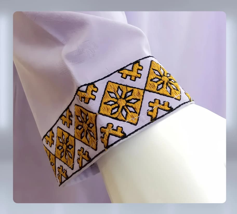Levender Glossy and Embroidered Cotton-Viscose Slim Fit Panjabi for Men