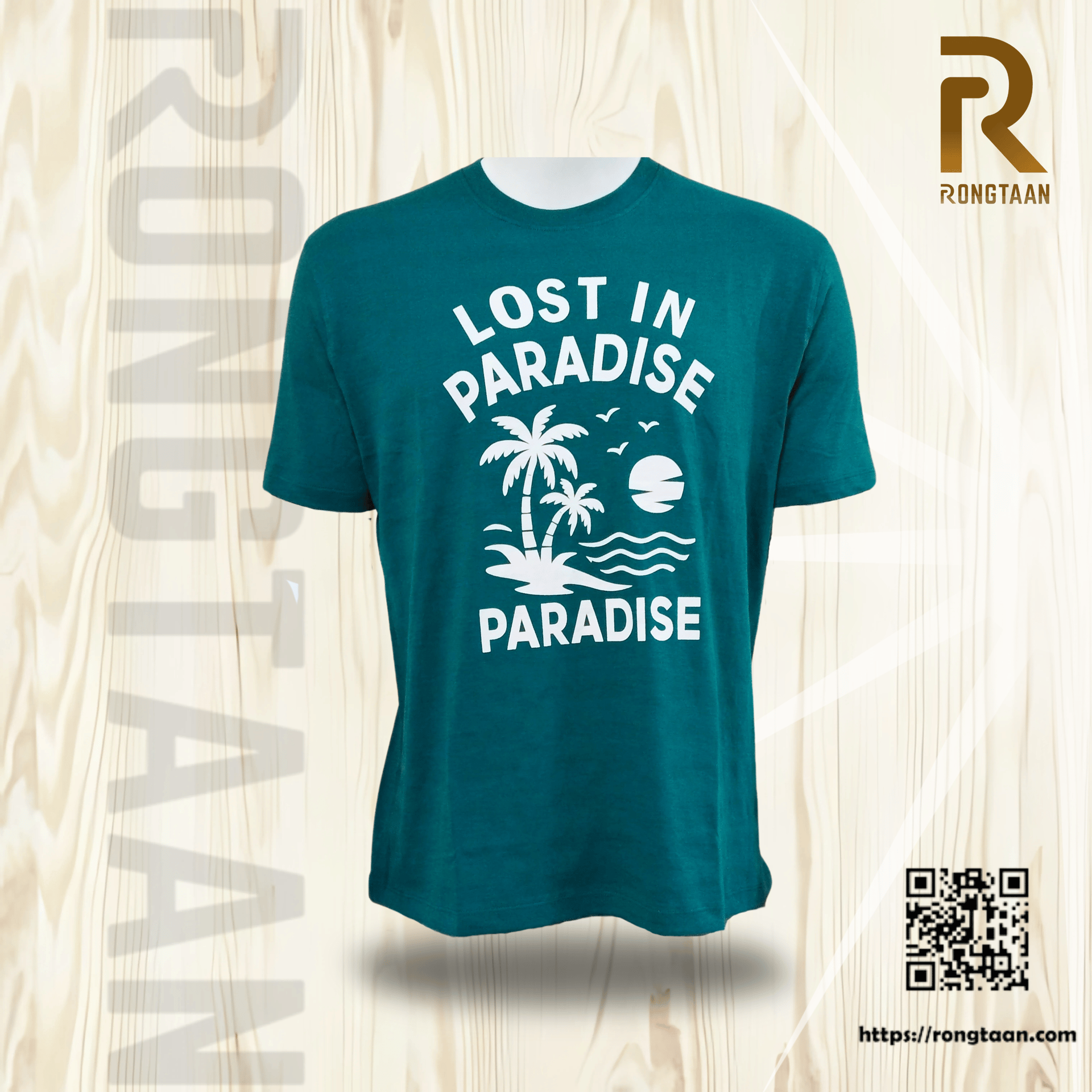 Turquoise Slub Jersey & Solid stripe Screen print 100% Cotton Men’s Knit T-shirt