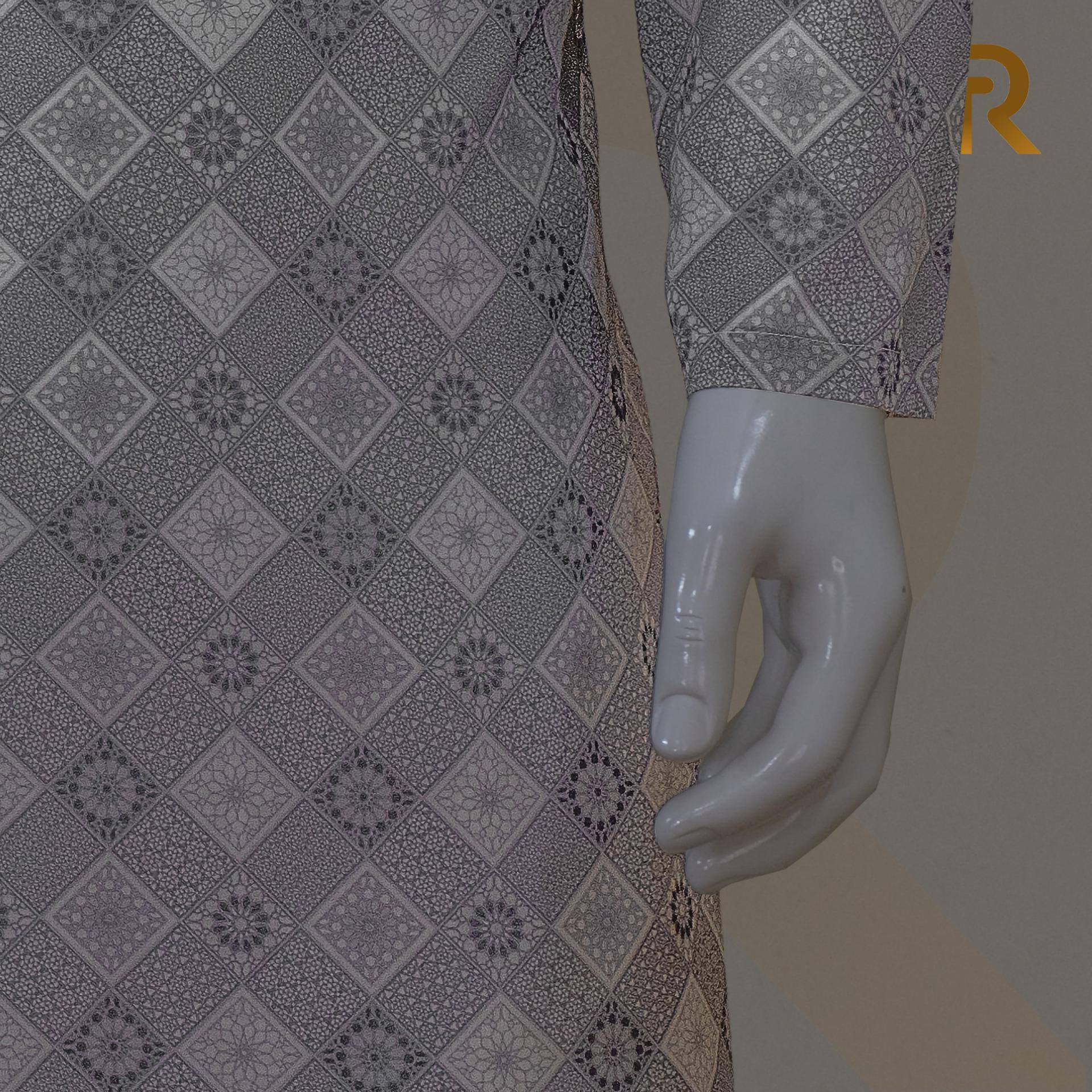 Platinum Geometry Digital Print Premium Men's Cotton Panjabi For Men