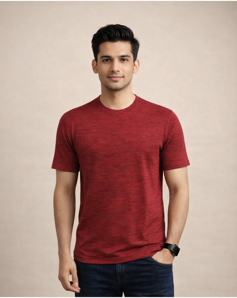 Red Inject Slub Jersey Screen print 90% Cotton-10% Polyester Inject Men’s Knit T-shirt