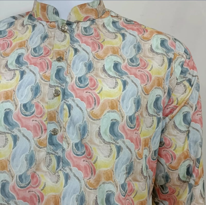 Multicolored Digital Print Design Cotton Slim Fit Panjabi for Men 