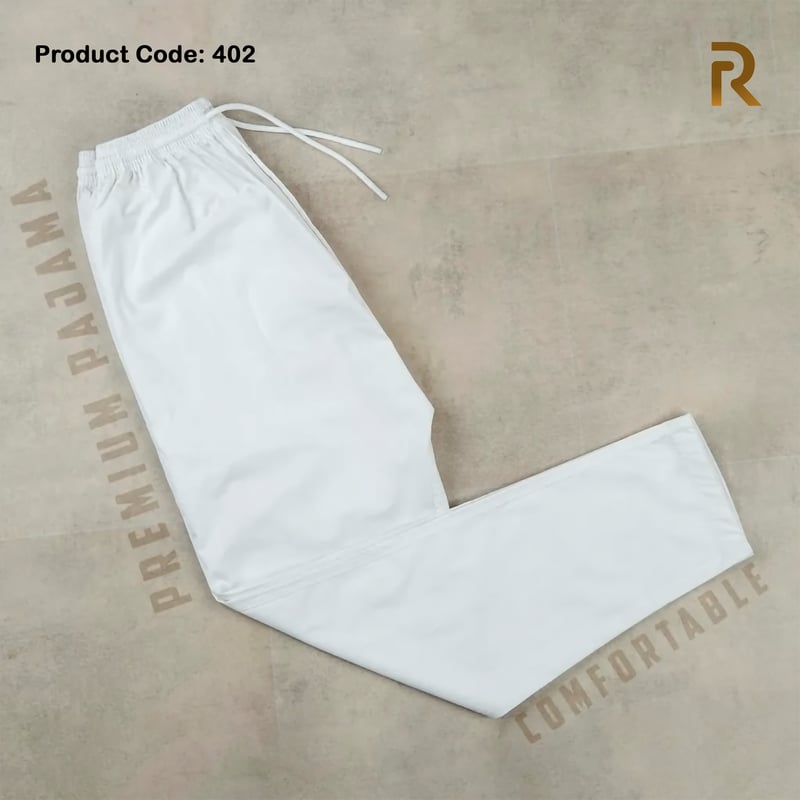 Premium Elegant White Glossy Cotton Paijama for Men