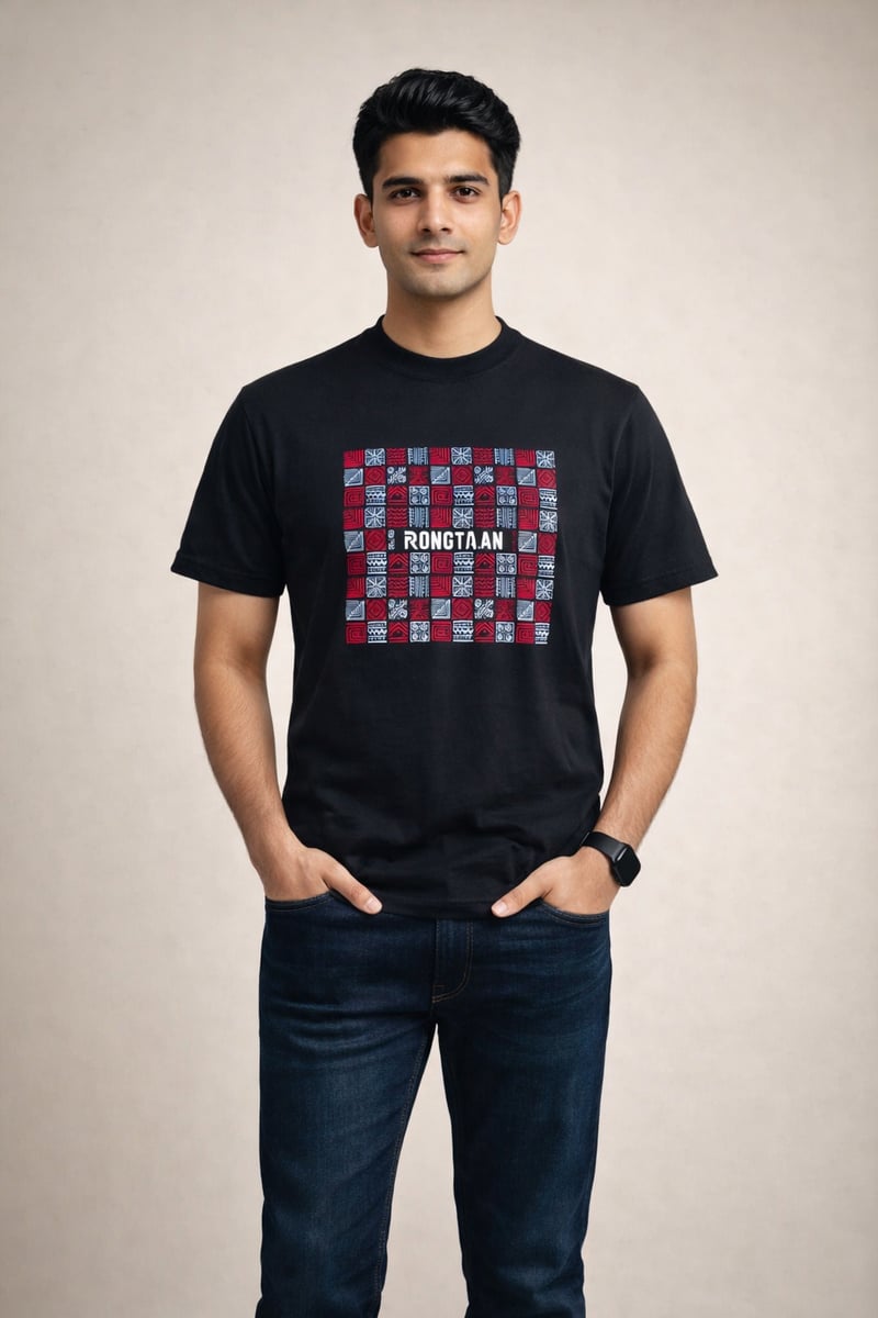 Jet Black Screen Print 100% Cotton Men’s Knit T-shirt