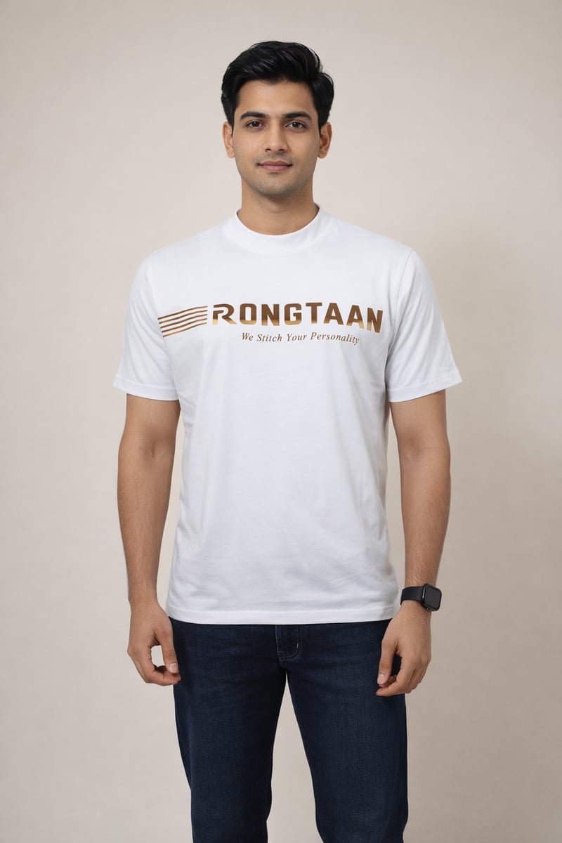 White Single jersey Screen print 100% Cotton Men’s Knit T-shirt