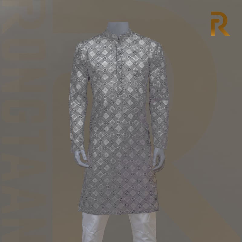 Platinum Geometry Digital Print Premium Men's Cotton Panjabi For Men